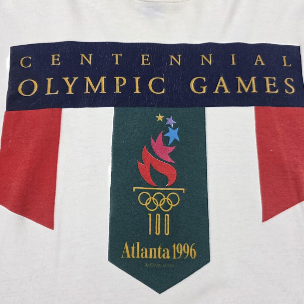 Vintage Atlanta 1996 Olympic Games Shirt Mens Large White Hanes Long Sleeve - Picture 8 of 16
